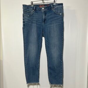 Lucky Brand Blue Ankle Cropped Jeans with Frayed Hem Reese Boyfriend Size 14W